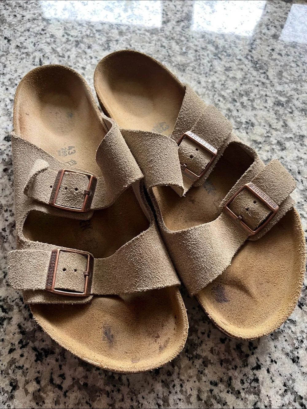 Birkenstock Men’s Suede Two-Strap Sandals in Light Brown